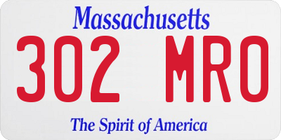 MA license plate 302MR0