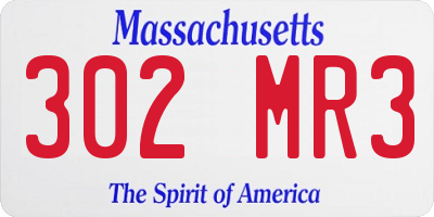 MA license plate 302MR3