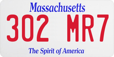 MA license plate 302MR7