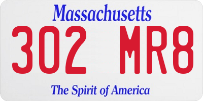 MA license plate 302MR8