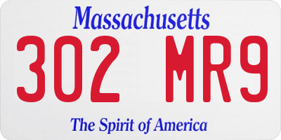 MA license plate 302MR9