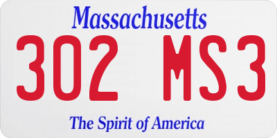 MA license plate 302MS3