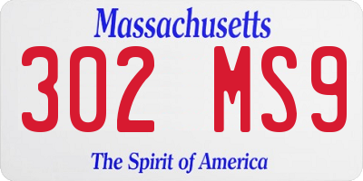 MA license plate 302MS9