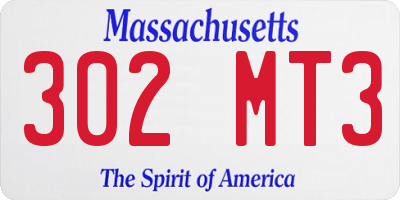 MA license plate 302MT3