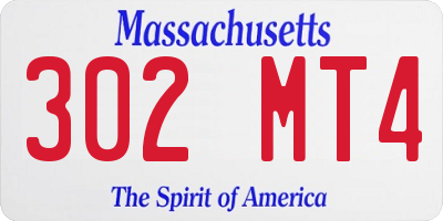 MA license plate 302MT4