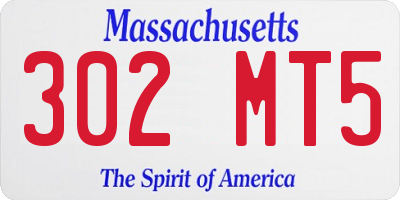 MA license plate 302MT5