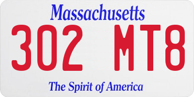 MA license plate 302MT8