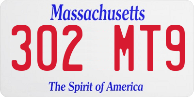 MA license plate 302MT9