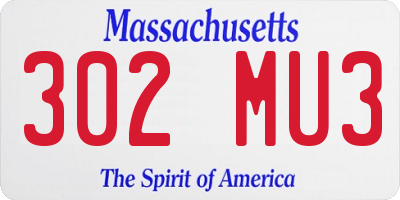 MA license plate 302MU3