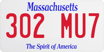 MA license plate 302MU7
