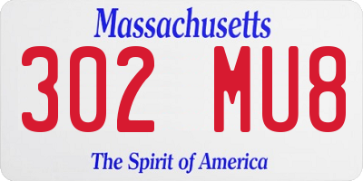 MA license plate 302MU8