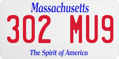 MA license plate 302MU9