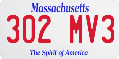 MA license plate 302MV3