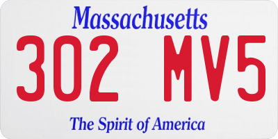 MA license plate 302MV5