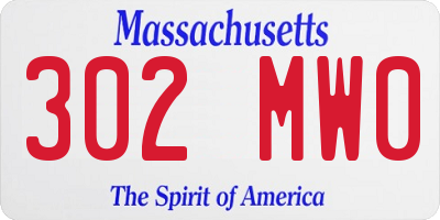 MA license plate 302MW0