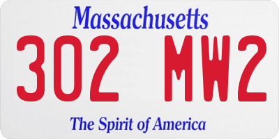 MA license plate 302MW2