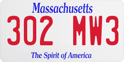 MA license plate 302MW3