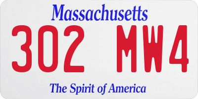 MA license plate 302MW4