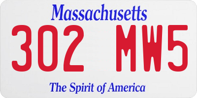 MA license plate 302MW5