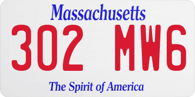 MA license plate 302MW6