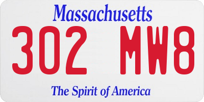 MA license plate 302MW8