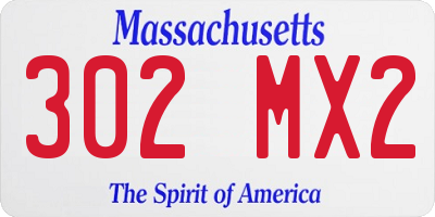 MA license plate 302MX2