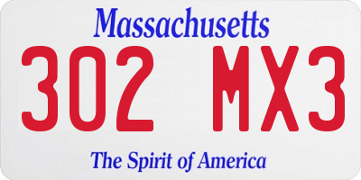 MA license plate 302MX3
