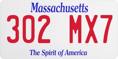 MA license plate 302MX7