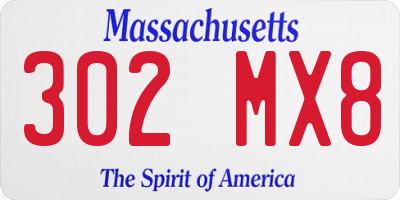 MA license plate 302MX8