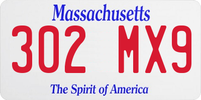 MA license plate 302MX9