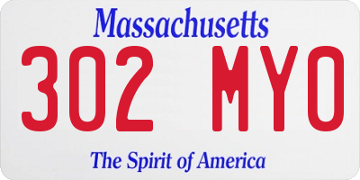 MA license plate 302MY0