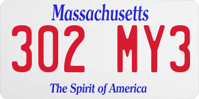 MA license plate 302MY3