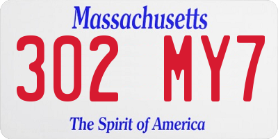 MA license plate 302MY7