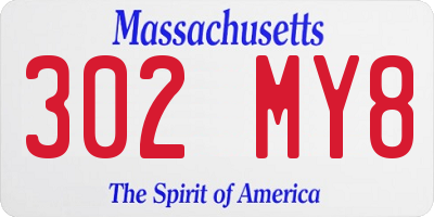 MA license plate 302MY8