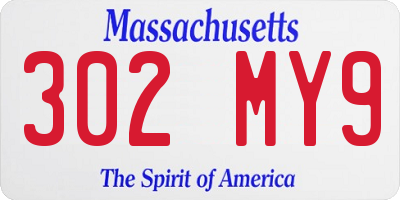 MA license plate 302MY9