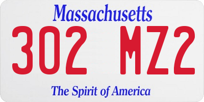 MA license plate 302MZ2