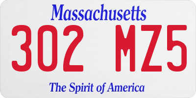 MA license plate 302MZ5