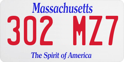 MA license plate 302MZ7