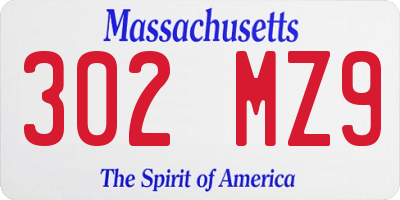 MA license plate 302MZ9