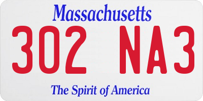 MA license plate 302NA3