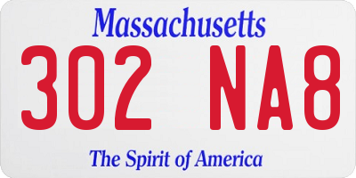 MA license plate 302NA8