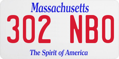 MA license plate 302NB0