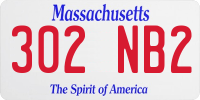 MA license plate 302NB2