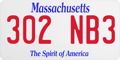 MA license plate 302NB3