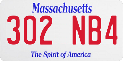 MA license plate 302NB4