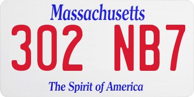 MA license plate 302NB7