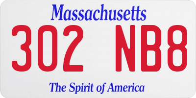 MA license plate 302NB8