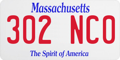 MA license plate 302NC0