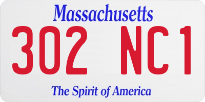 MA license plate 302NC1