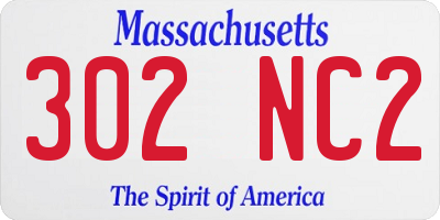 MA license plate 302NC2